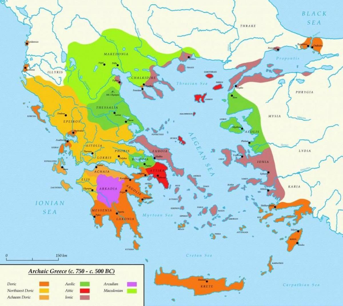 Aten i det antika grekland karta - Karta över Aten och sparta i det